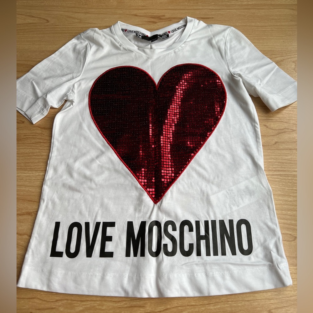 Love Moschino White Tshirt top Sz small